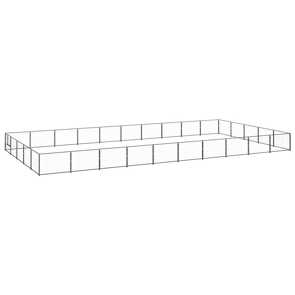 vidaXL Kavez za pse crni 50 m² čelični - cover