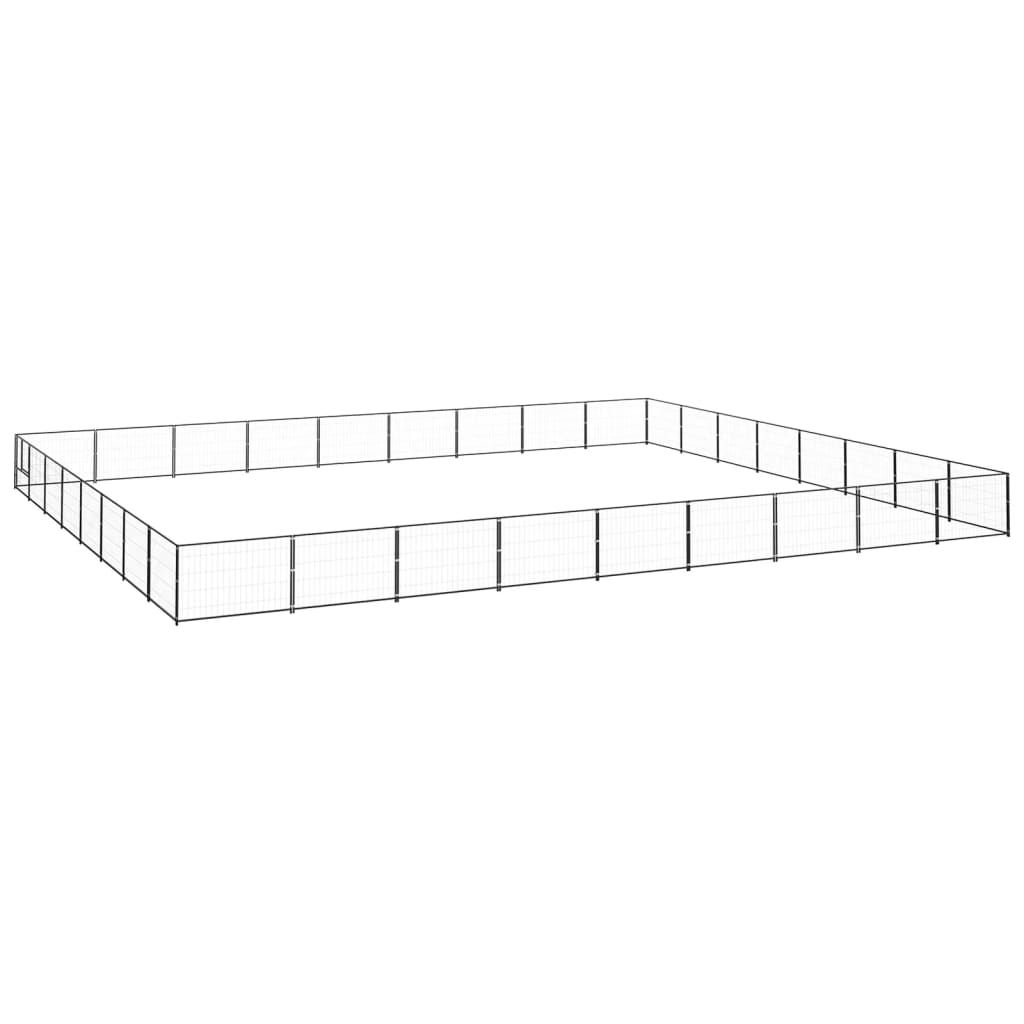 vidaXL Kavez za pse crni 72 m² čelični - cover