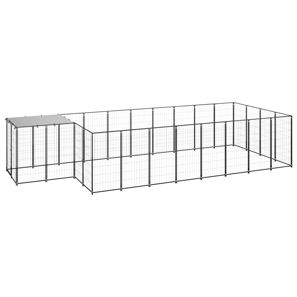 vidaXL Kavez za pse crni 10,89 m² čelični - cover