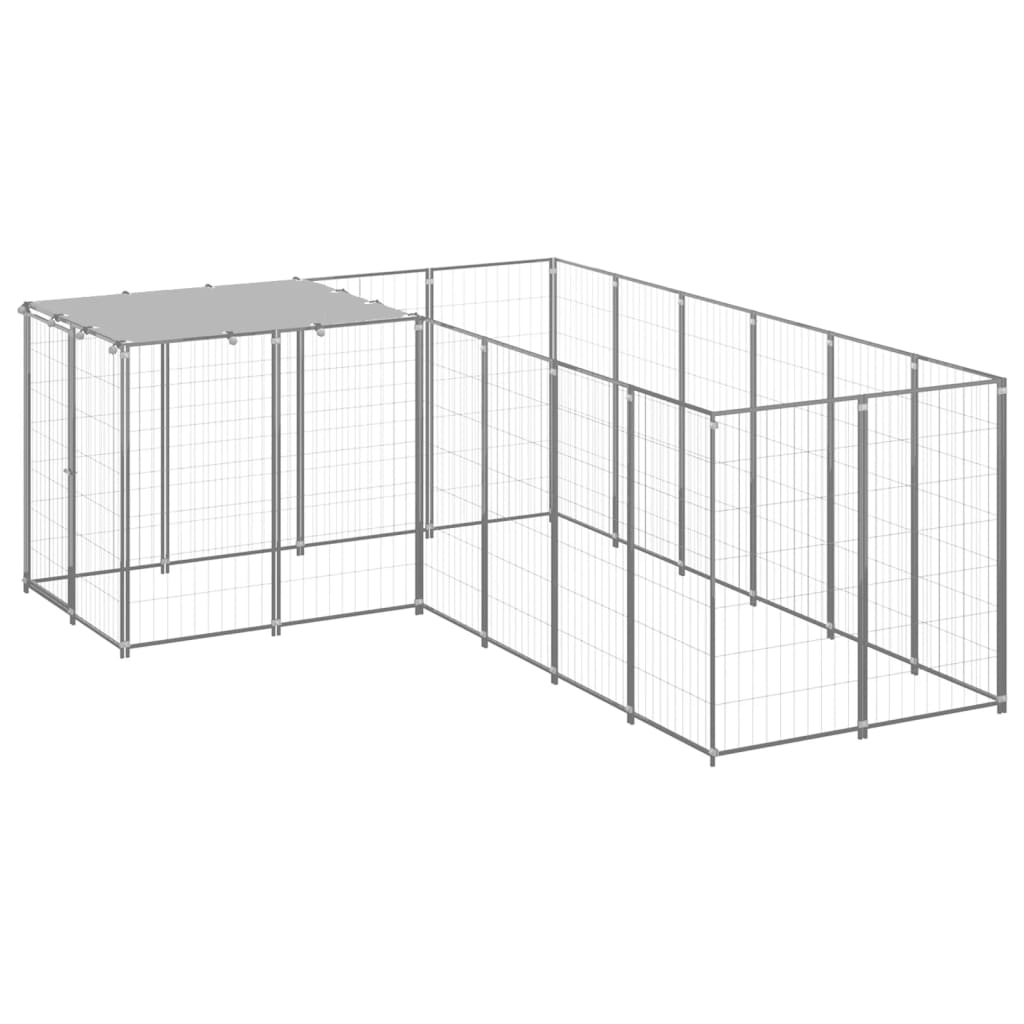 vidaXL Kavez za pse srebrni 4,84 m² čelični - cover
