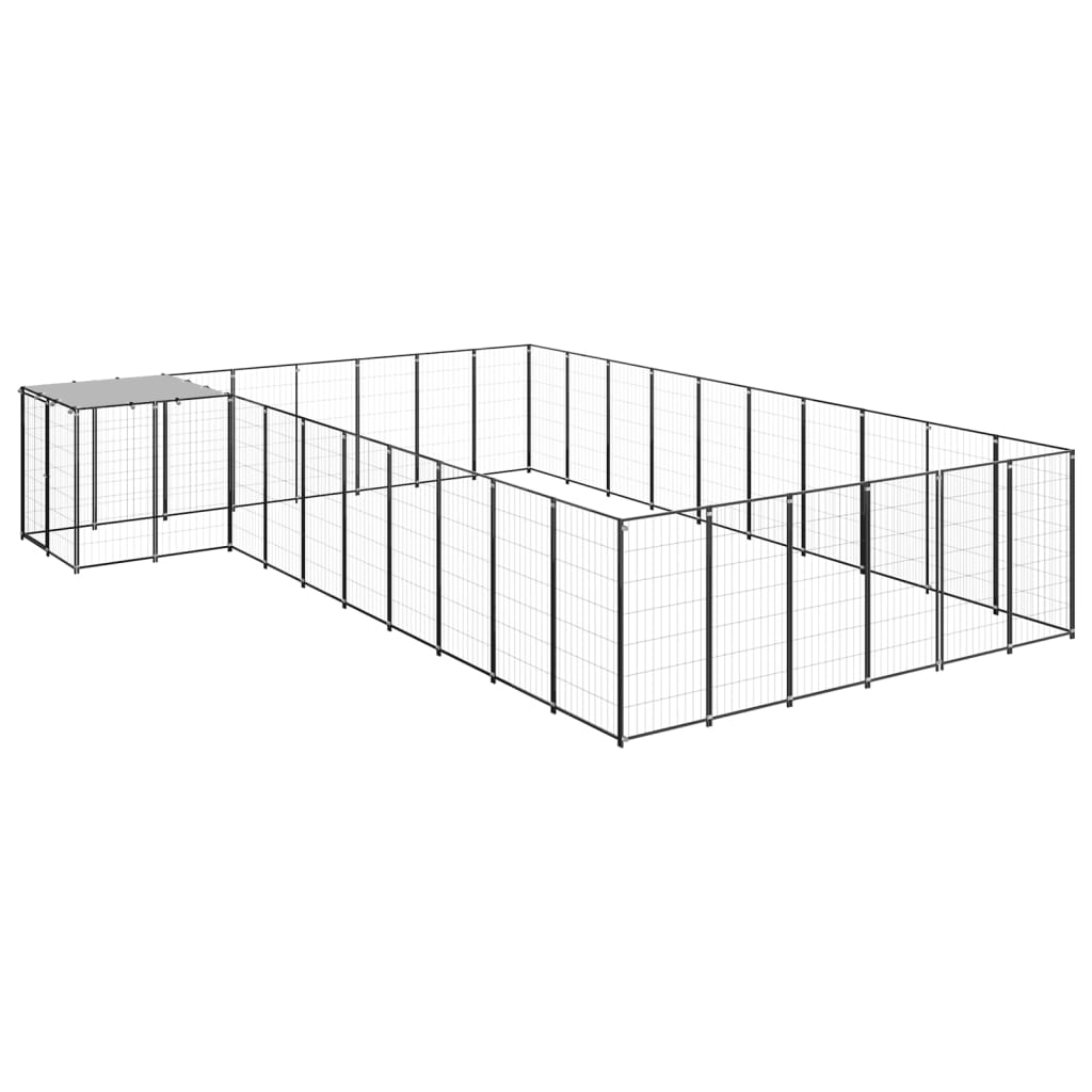 vidaXL Kavez za pse crni 19,36 m² čelični - cover