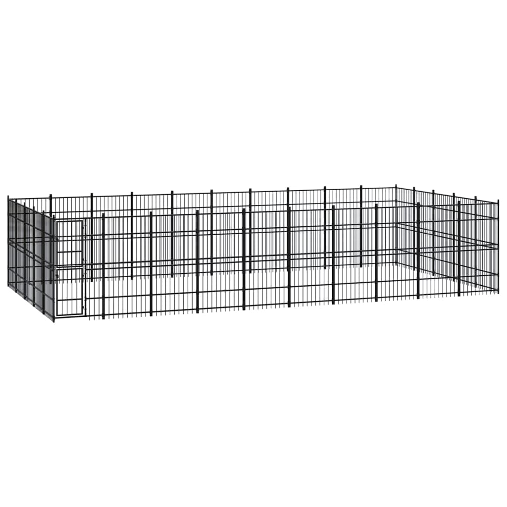 vidaXL Vanjski kavez za pse čelični 46,08 m² - cover