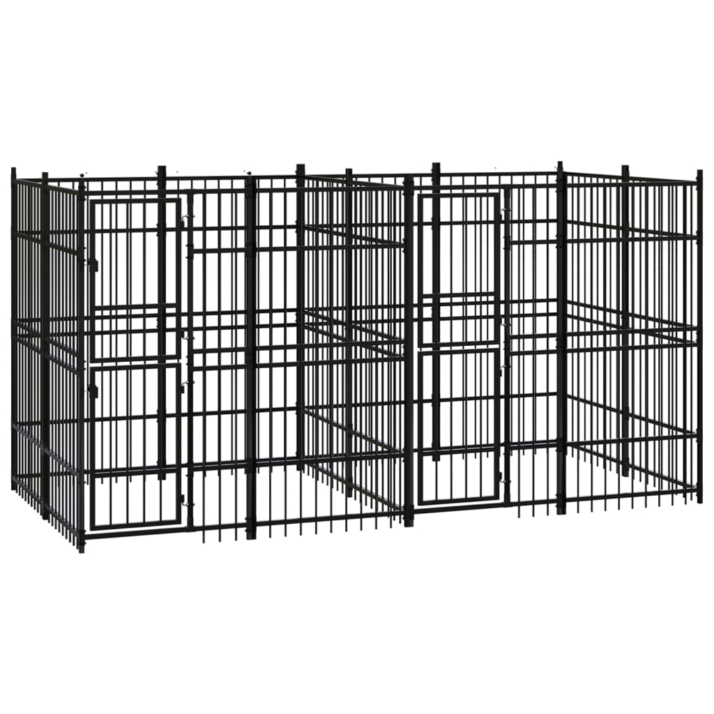 vidaXL Vanjski kavez za pse čelični 7,37 m² - cover