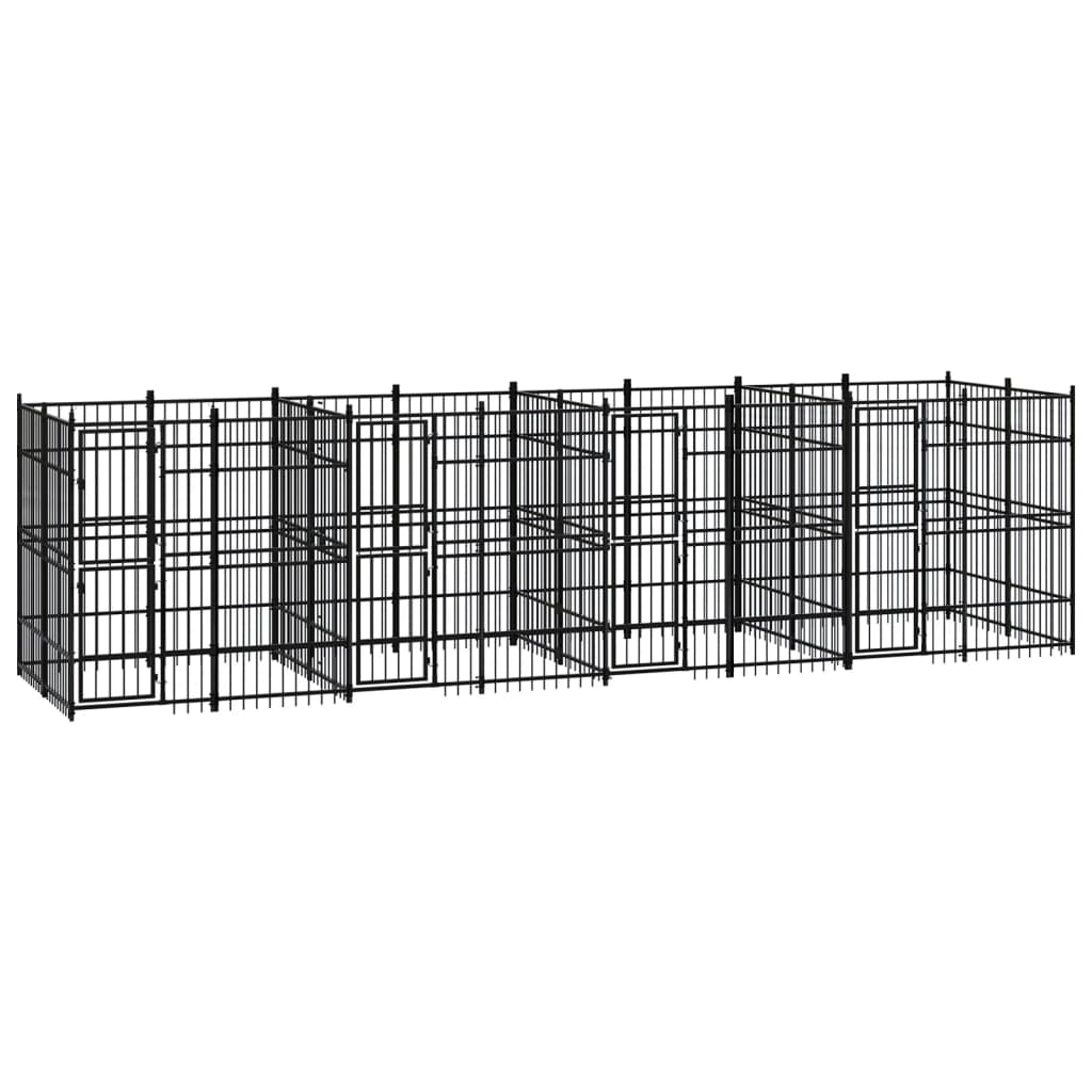 vidaXL Vanjski kavez za pse čelični 14,75 m² - cover