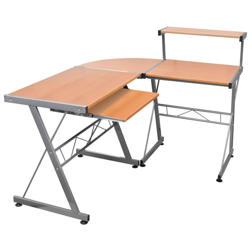 vidaXL Kutni stol za računalo smeđi 132x112x99 cm konstruirano drvo - cover