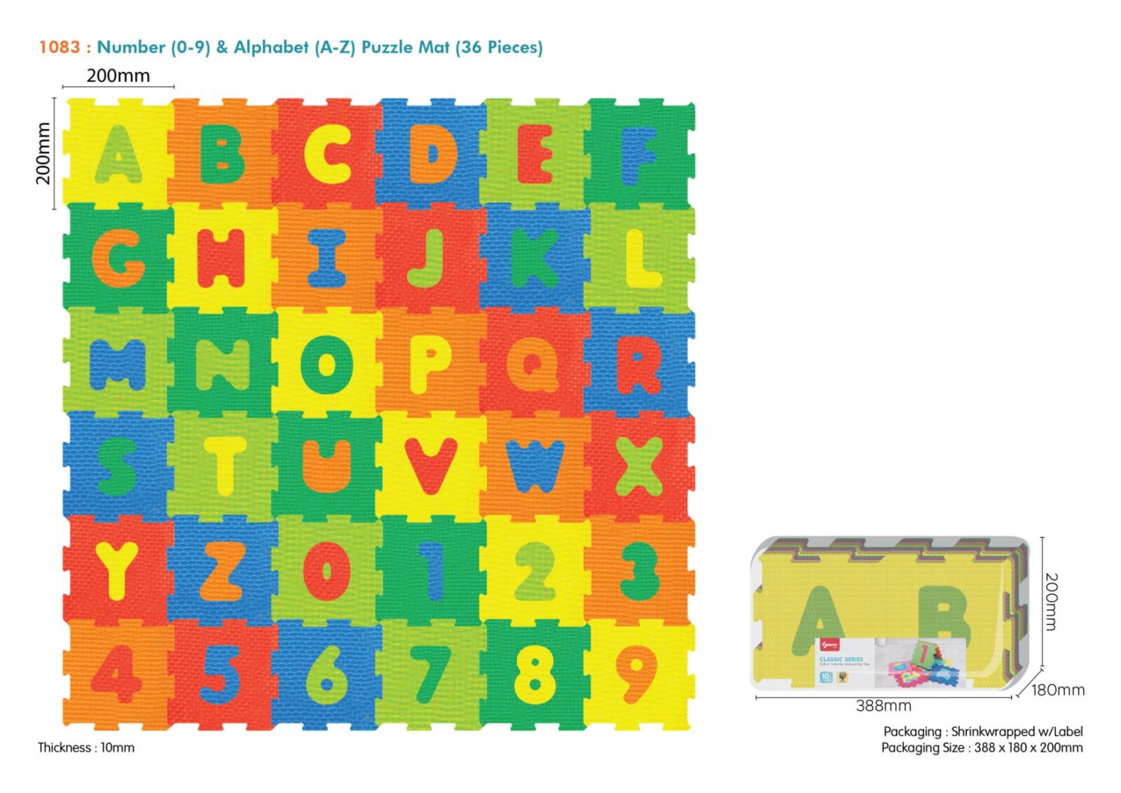 Edukativna senzorna podloga za igru - slova i brojevi - cover