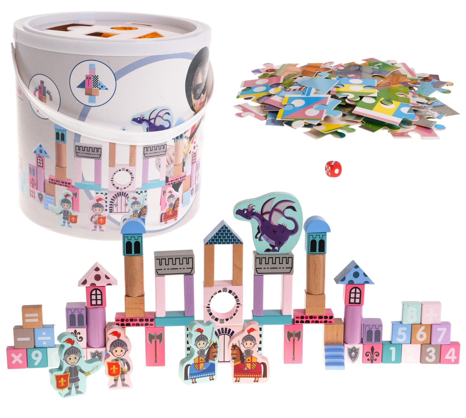 Set drvenih kocki za gradnju dvorca s vitezovima - cover