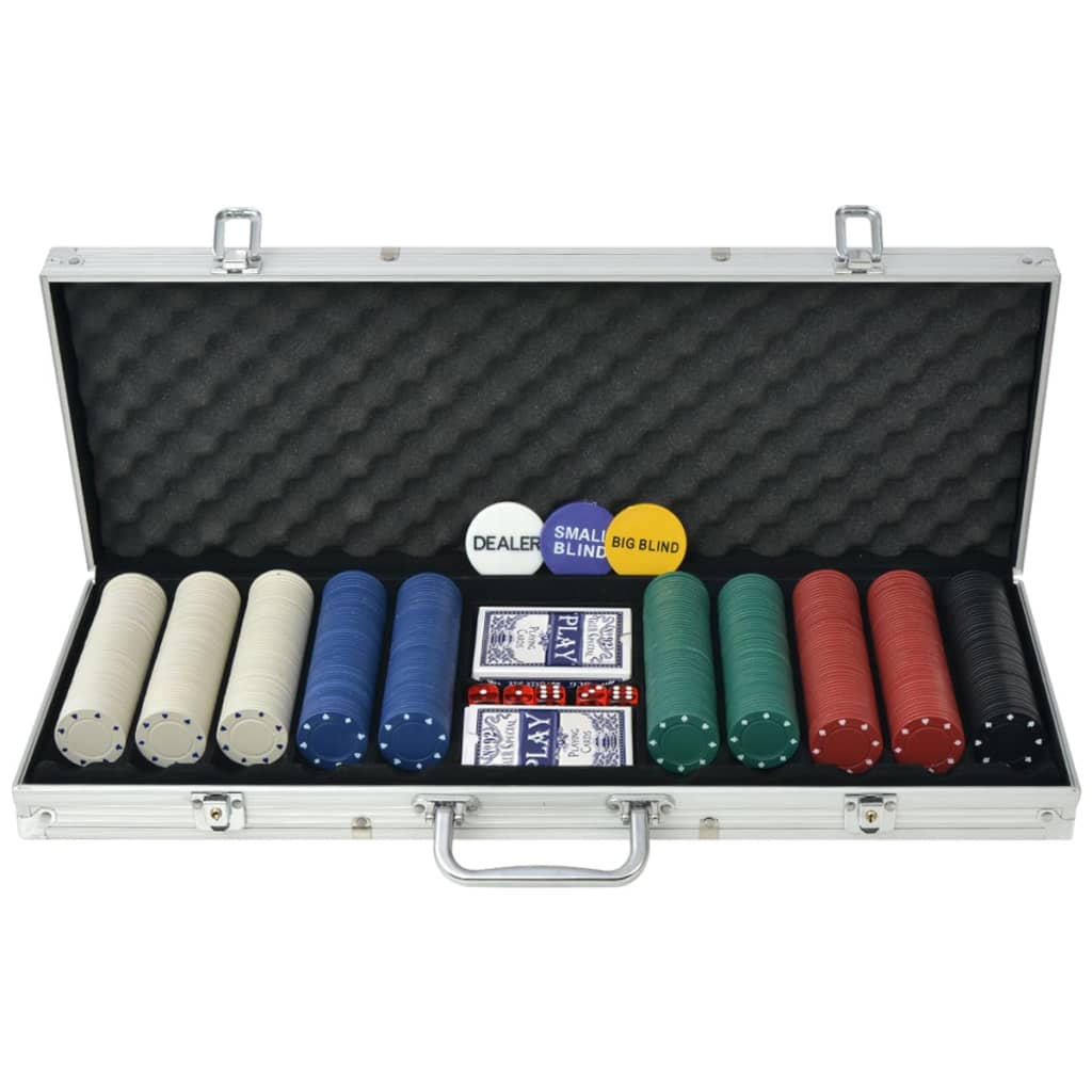vidaXL Set za Poker s 500 Žetona Aluminijum - cover