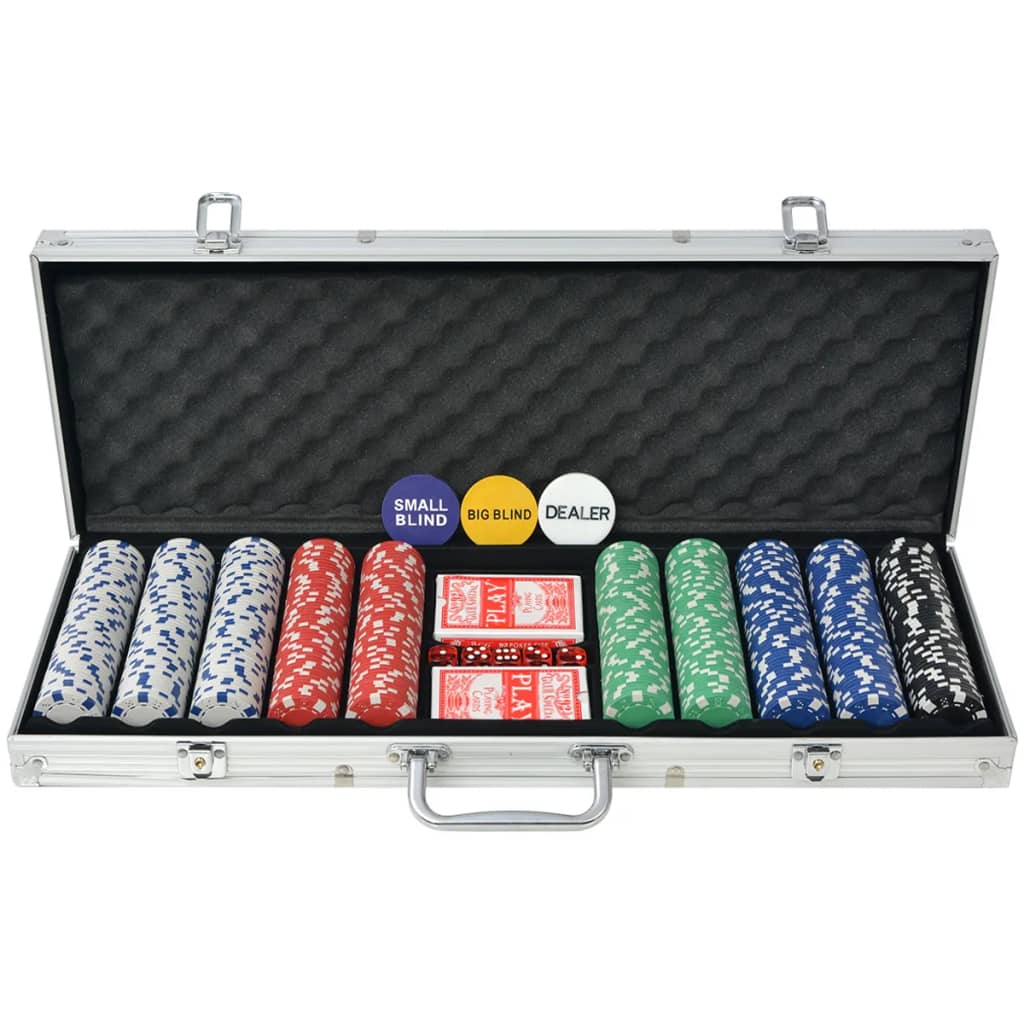 vidaXL Set za Poker s 500 Žetona Aluminijum - cover