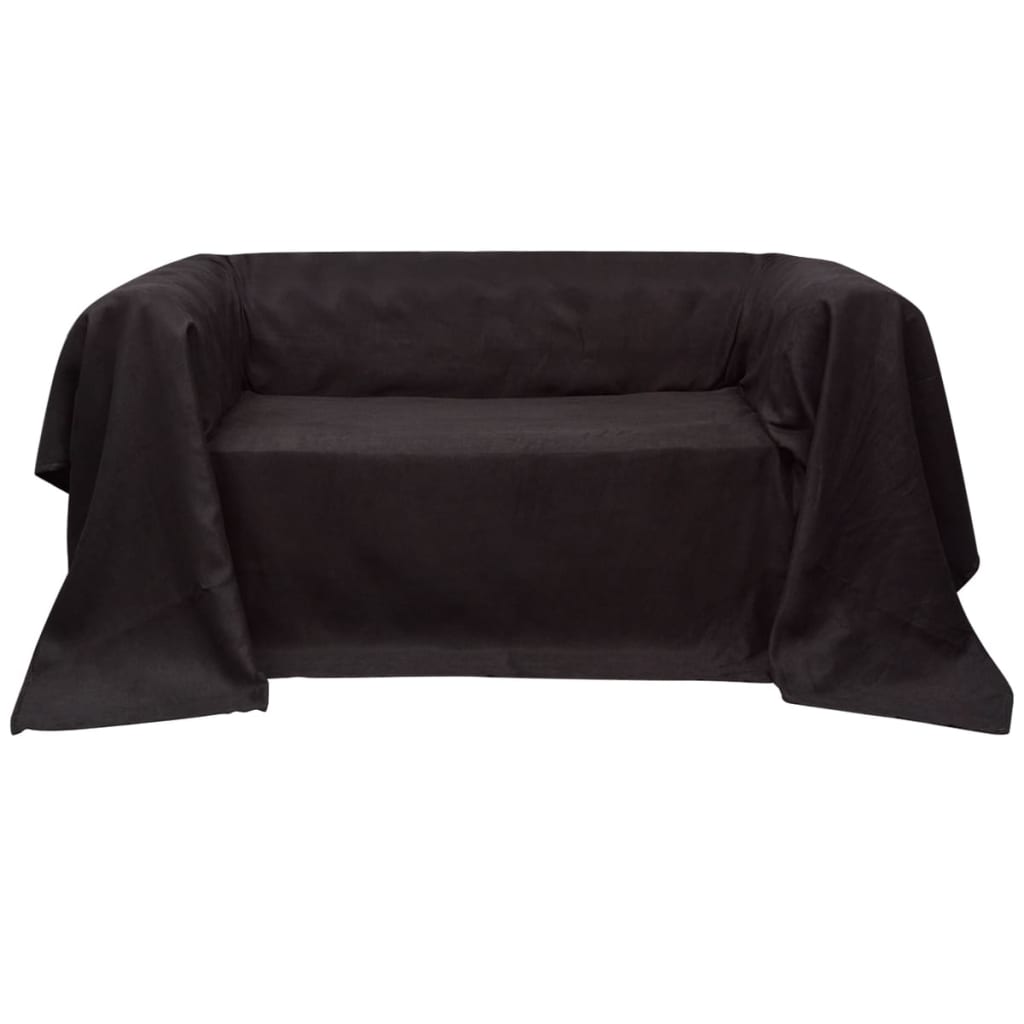 vidaXL Prekrivač za Kauč Mikro-fiber Smeđi 270 x 350 cm - cover