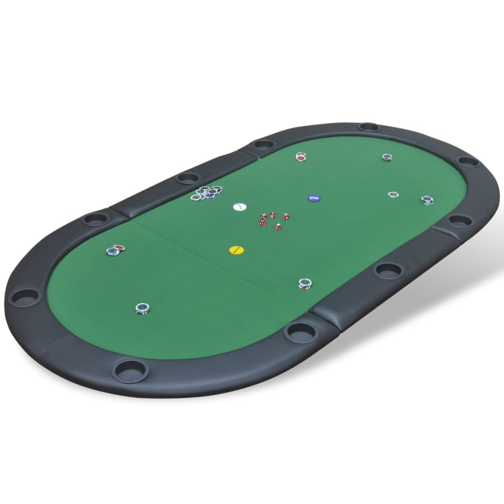 vidaXL Sklopiva Podloga za Stol za Poker 10 Igrača Zelena - cover