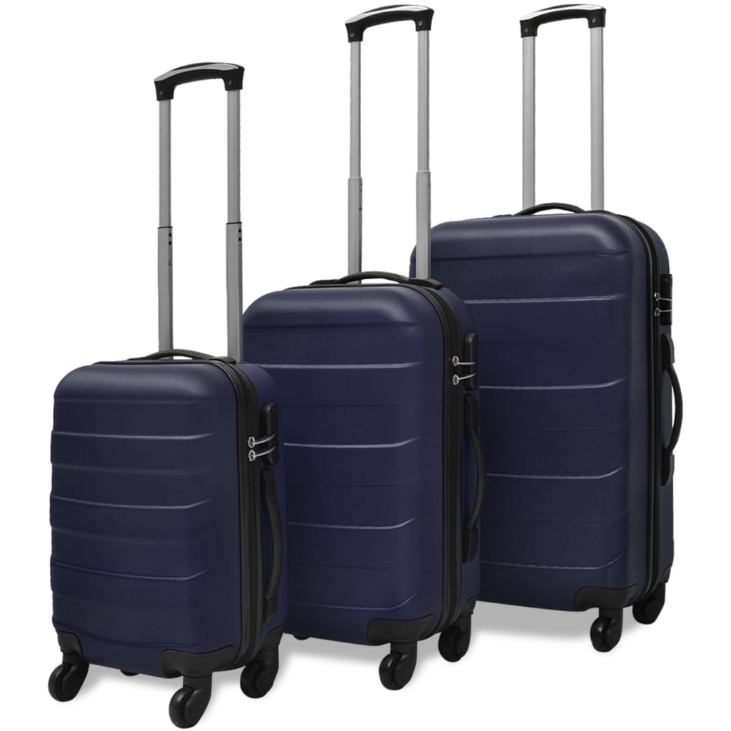 vidaXL Trodijelni set čvrstih kovčega s kotačima plavi 45,5/55/66 cm - cover