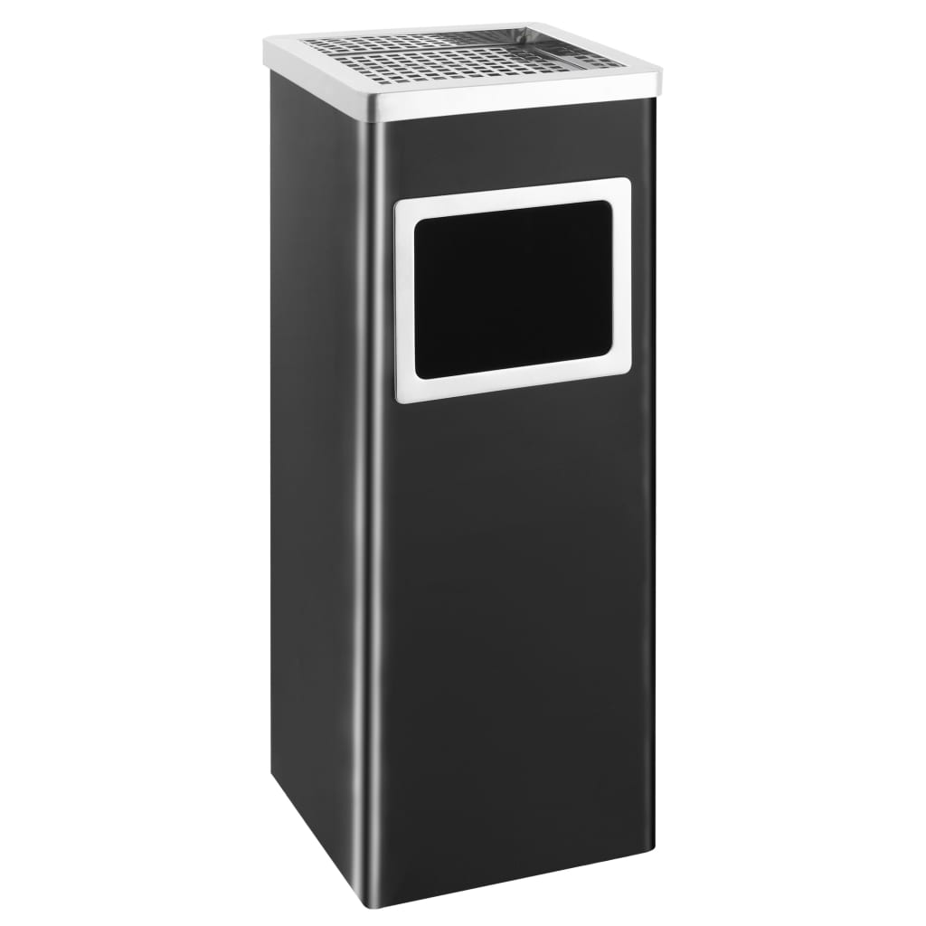 vidaXL Kanta za smeće s pepeljarom 36 L čelična crna - cover