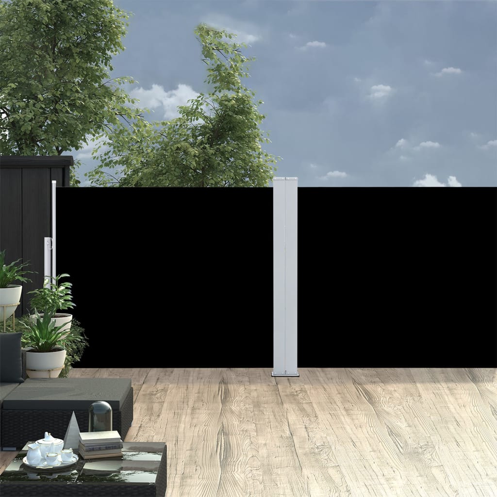 vidaXL Uvlačiva bočna tenda 140 x 1000 cm crna - cover