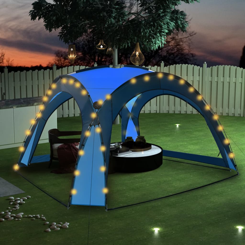 vidaXL Šator za zabave LED s 4 bočna zida 3,6 x 3,6 x 2,3 m plavi - cover