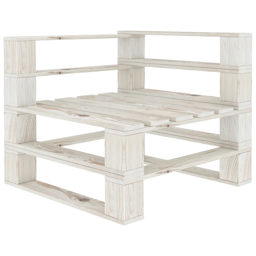 vidaXL Kutna vrtna sofa od paleta drvena bijela - cover