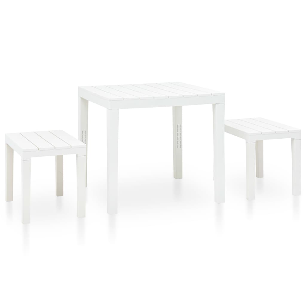 vidaXL Vrtni stol s 2 klupe plastični bijeli - cover