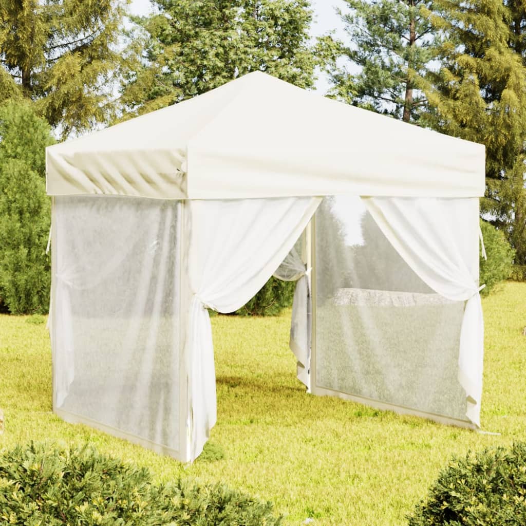 vidaXL Sklopivi šator za zabave s bočnim zidovima 2 x 2 m krem - cover