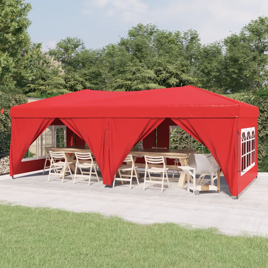 vidaXL Sklopivi šator za zabave s bočnim zidovima 3 x 6 m Crvena - cover