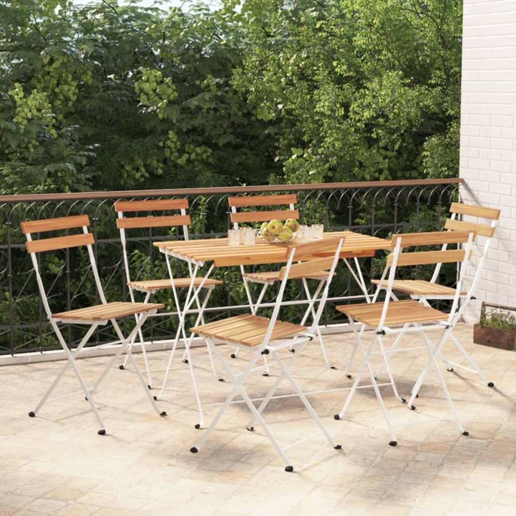 vidaXL Sklopive bistro stolice 6 kom masivno bagremovo drvo i čelik - cover