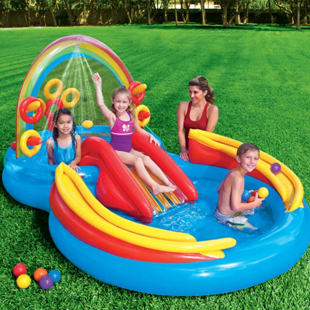 INTEX bazen na napuhavanje Rainbow Ring Play Center 297 x 193 x 135 cm - cover