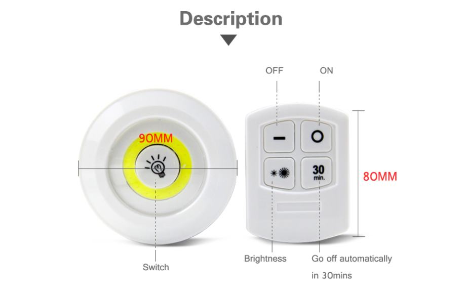 1 x COB LED svjetiljka s daljinskim upravljačem - cover