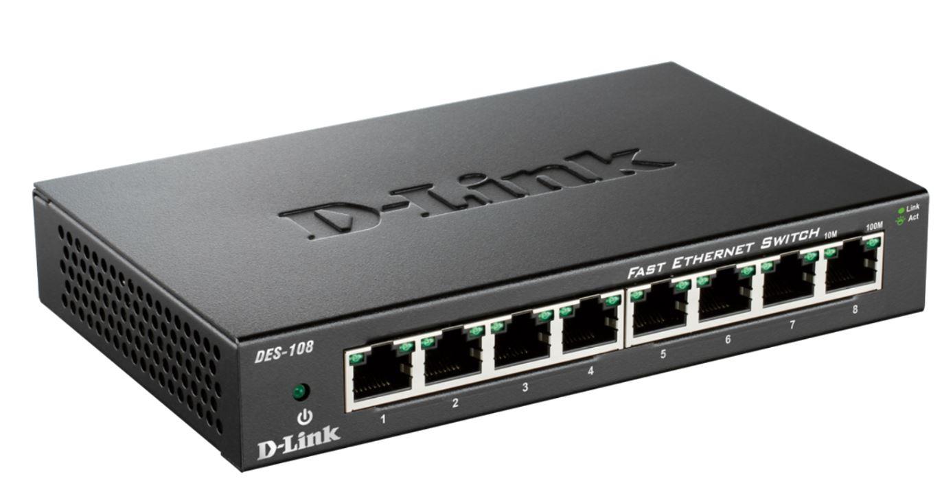 D-Link switch neupravljivi,DES-108/E (metalno kućište) - cover