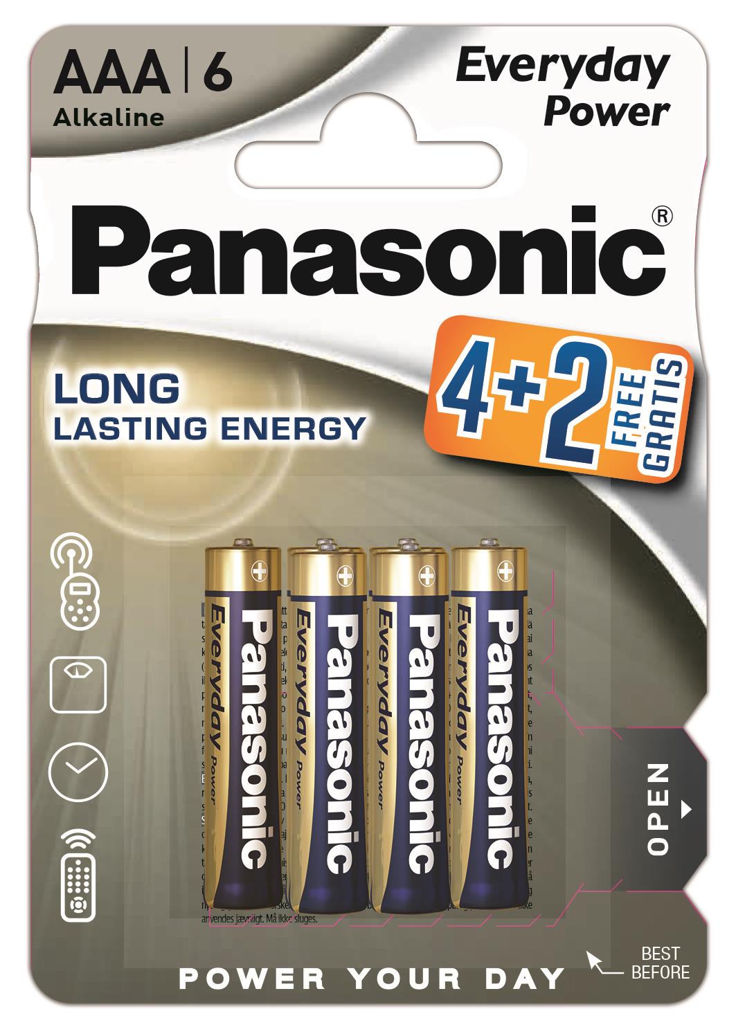 PANASONIC baterije LR03EPS/6BP 4+2F, Alkaline Everyday Power - cover