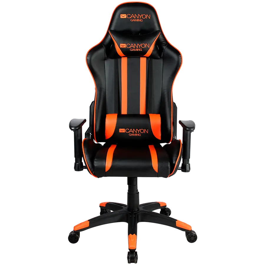 CANYON Fobos GС-3, Gaming chair, PU leather, Cold molded foam, Metal Frame, Top gun mechanism, 90-165 dgree, 2D armrest, Class 4 gas lift, Nylon 5 Stars Base, 60mm PU caster, black+Orange. - cover