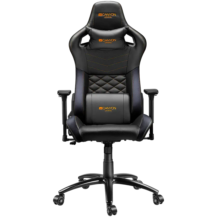 CANYON Nightfall GС-7, Gaming chair, PU leather, Cold molded foam, Metal Frame, Top gun mechanism, 90-160 dgree, 3D armrest, Class 4 gas lift, metal base ,60mm Nylon Castor, black and orange stitching - cover