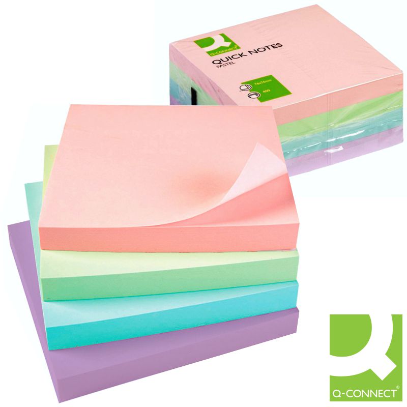 Blok samoljepljivi 76x76mm 400 listova Q-Connect KF01347 mix pastel - cover