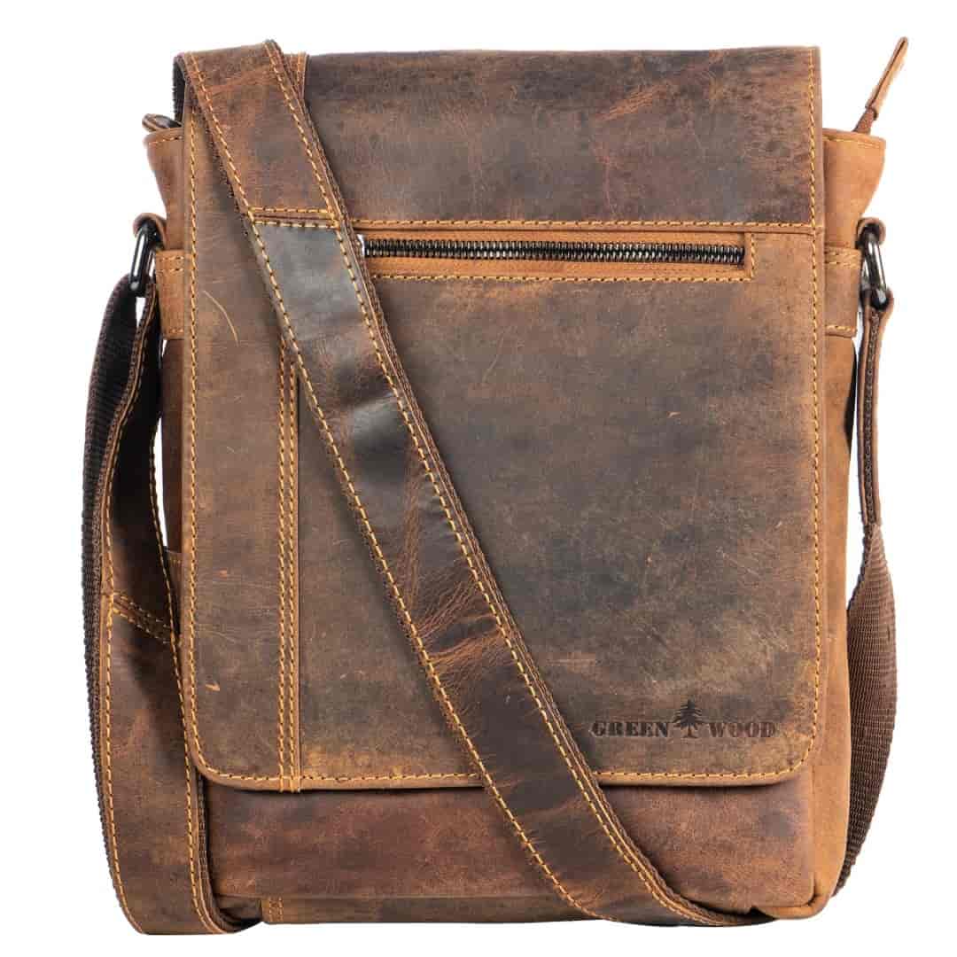 Kožna torba preko ramena Green Wood | Leo - cover