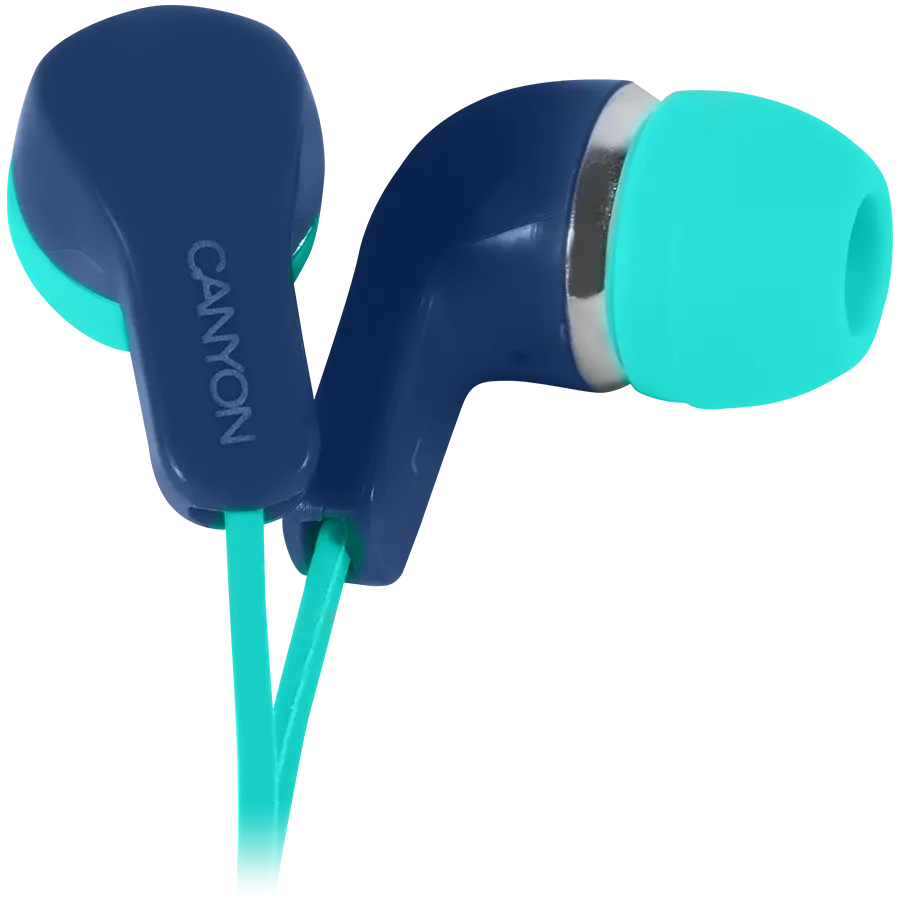 CANYON Stereo Earphones with inline microphone, Green+Blue - cover