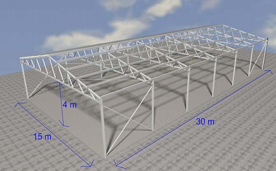 Montažna čelična hala 30x15 metara, korisne visine visine 4,0 m - cover