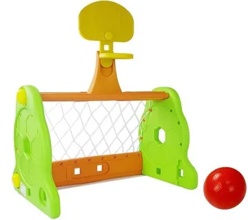 Nogometni gol i koš za košarku 2u1 - zeleno/narančasti - cover