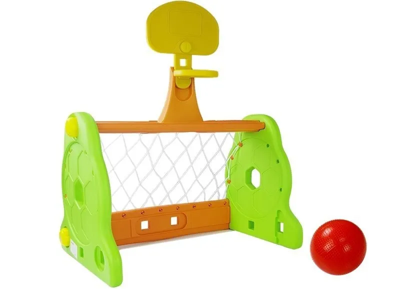 Nogometni gol i koš za košarku 2u1 - zeleno/narančasti - cover