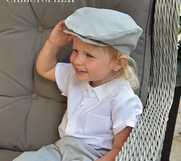 Kapa za krštenje vel. 41 - 47cm / tamno plava, siva i bijela - cover