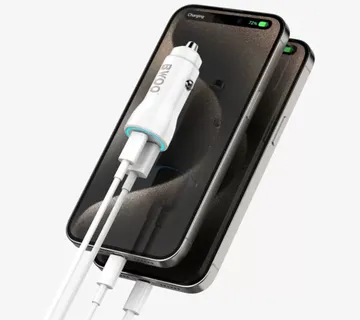 38W USB-C CAR CHARGER AUTO punjač s 2 priključka, bijeli Max BWOO - cover