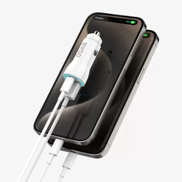 38W USB-C CAR CHARGER AUTO punjač s 2 priključka, bijeli Max BWOO - cover
