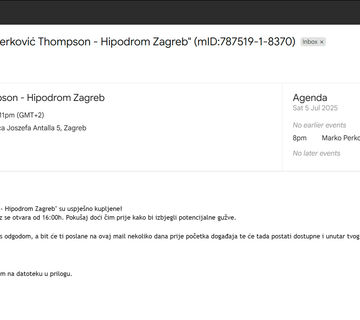 X4 parter ulaznice za koncert THOMPSONA u Zagrebu, 5.7.2025. - cover