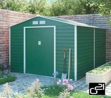 Vrtna metalna kućica 8,25 m² - 2,7 m x 3,1 m - ZELENA - cover
