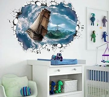 3D wall sticker Cloud Sea Sailing dimenzije 90x60 cm - cover