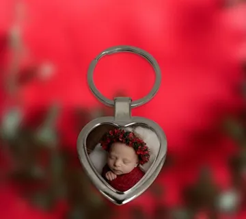 Personalizirani privjesak za ključeve sa fotografijom u obliku srca 3d - cover