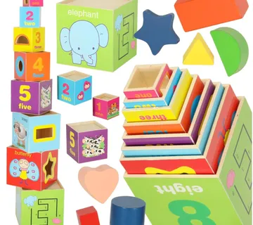 Drveni edukativni toranj za razvrstavanje po oblicima 71 cm XXL - cover