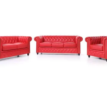 Chesterfield Set Garnitura Original Leather | 1 + 2 + 3 sjedišta | Red - cover