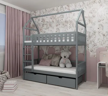 Dječja soba – krevet na kat kućica Gaja 200×80 – puno drvo - cover