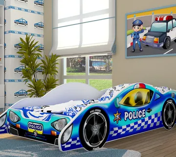 Drveni dječji krevet auto policijski – 190*90 – ime (djeteta) po želji - cover