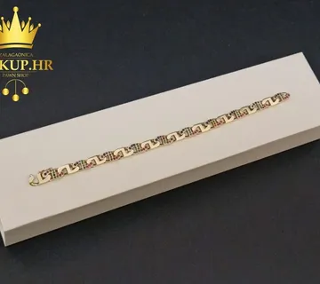 ZLATNA NARUKVICA SA DRAGIM KAMENJEM .585 (14K), 21,36G, R1, RATE - cover