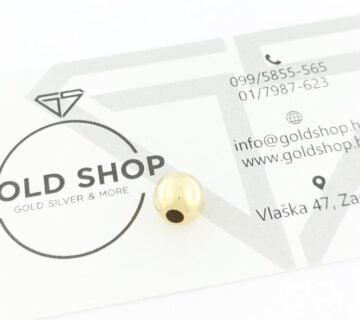 ZLATNI PRIVJESAK GLAT KUGLICA 14K (585) 0,27g NOVO, GOLD SHOP - cover