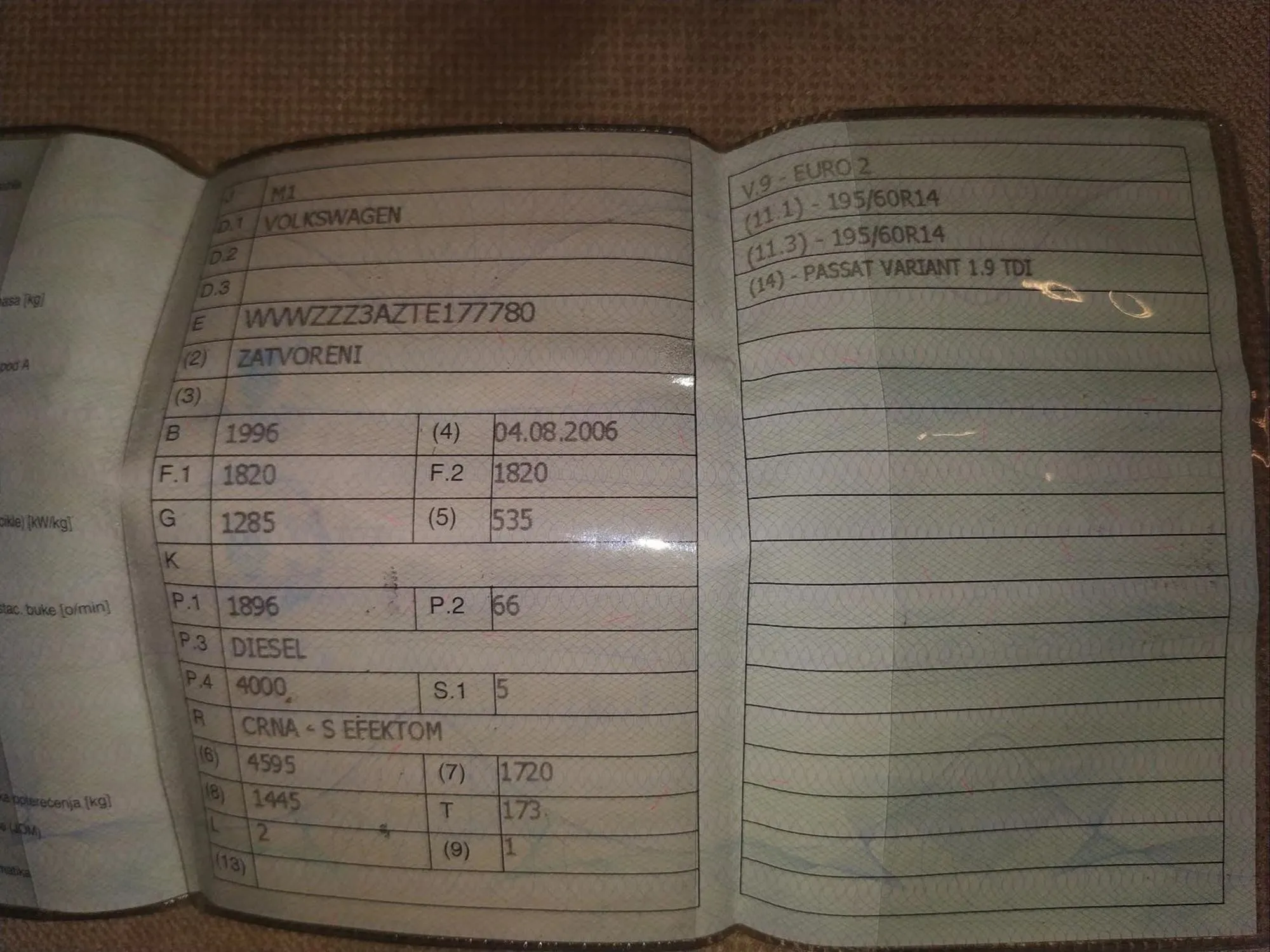 vw passat 1.9 tdi, 66 kw, 1996. - crna, odjavljen, u voznom stanju - slika 5